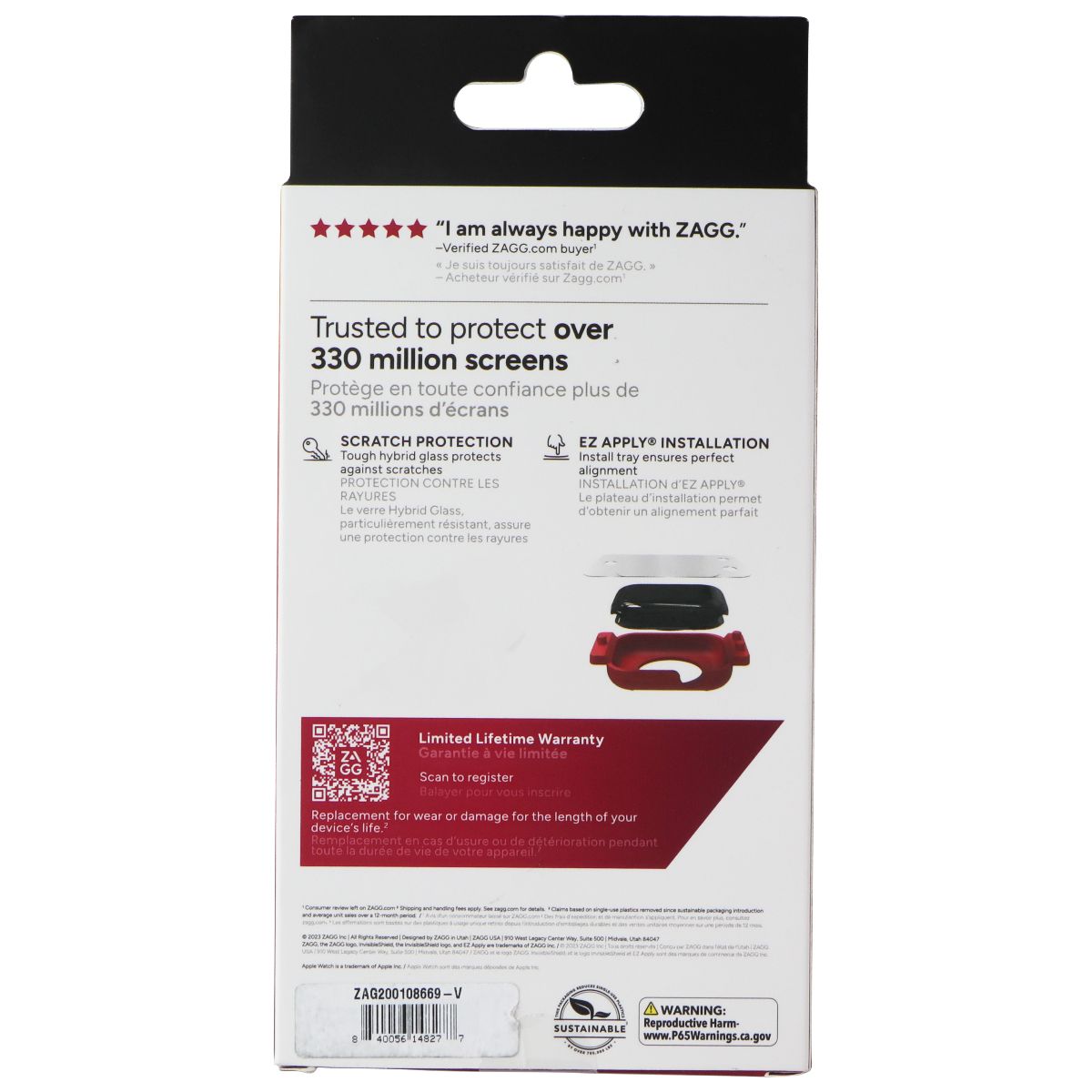 ZAGG Invisible Shield GlassFusion Screen Protector For Apple Watch 9/8/7 (45mm) Smart Watch Accessories - Screen Protectors Zagg - Simple Cell Bulk Wholesale Pricing - USA Seller