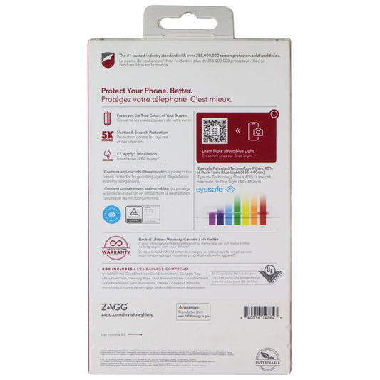 ZAGG InvisibleShield Glass Elite Visionguard Screen for iPhone 13/13 Pro - Clear Cell Phone - Screen Protectors Zagg - Simple Cell Bulk Wholesale Pricing - USA Seller