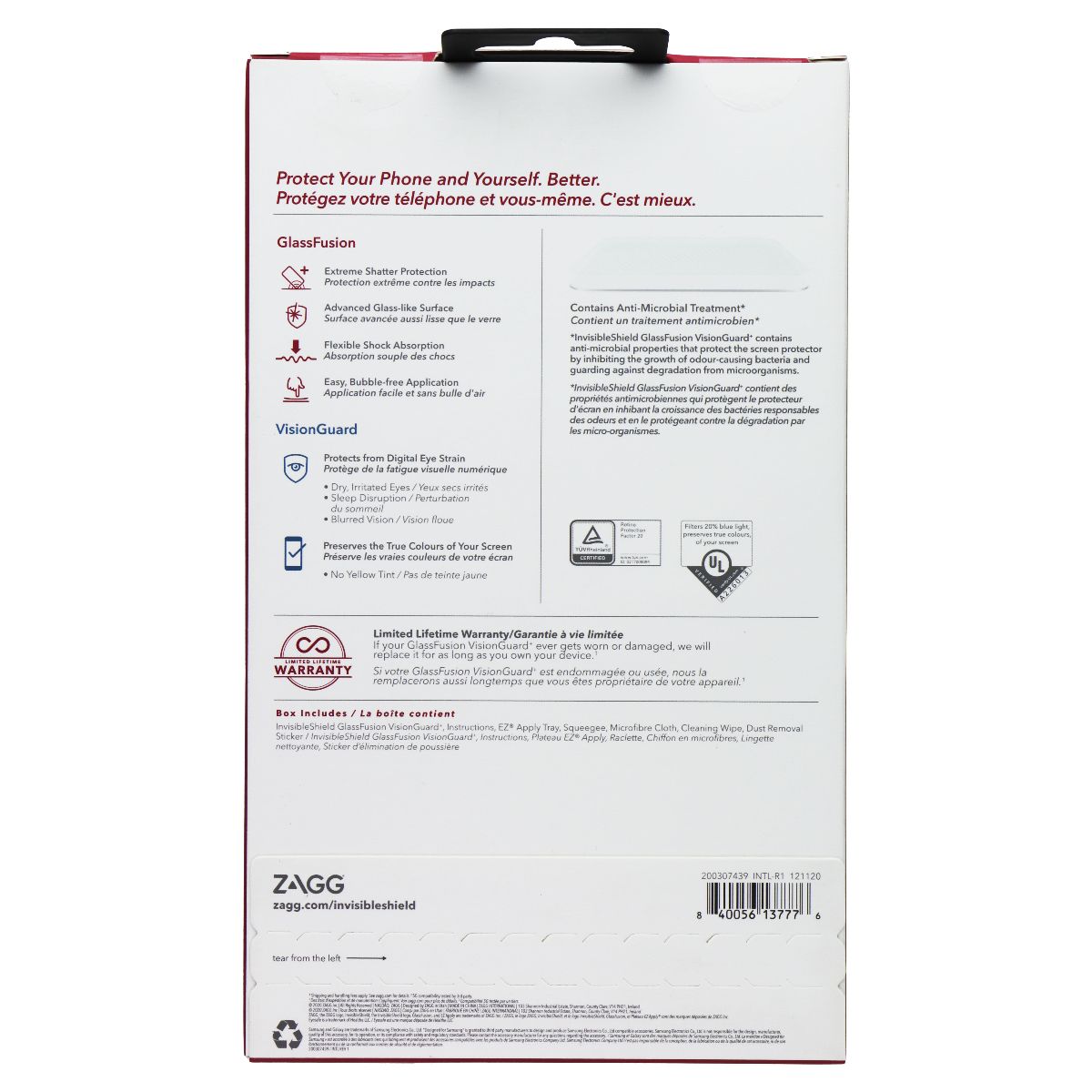 ZAGG Invisible Shield GlassFusion VisionGuard+ Glass for Galaxy S21 Ultra 5G