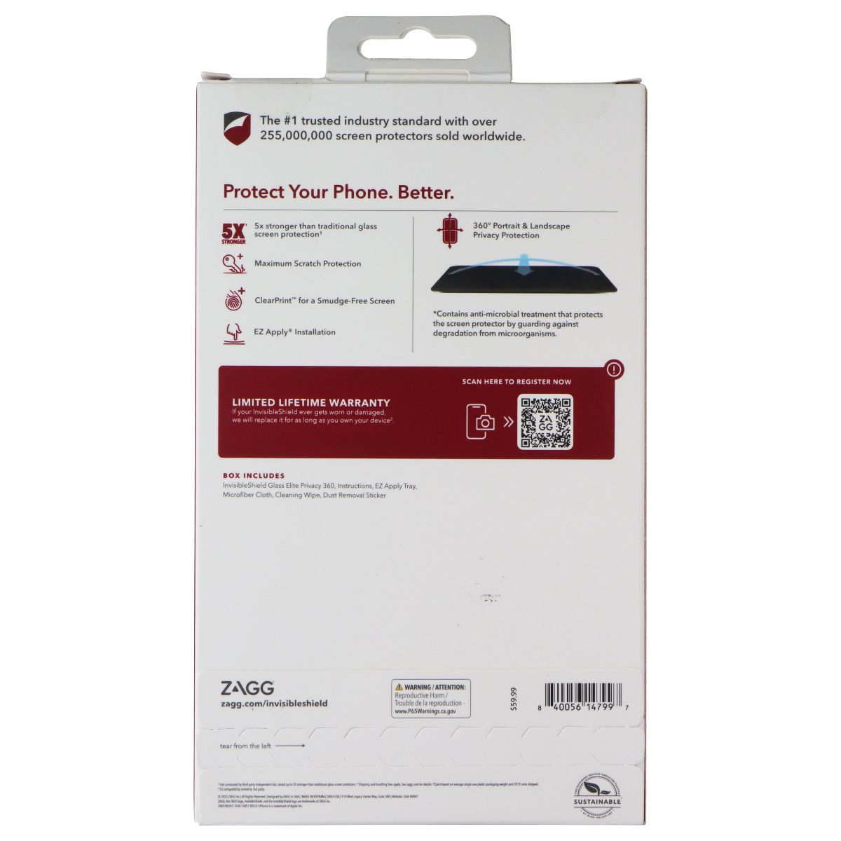 ZAGG Invisible Shield Glass Elite Privacy 360 for Apple iPhone 14 Plus Cell Phone - Screen Protectors Zagg - Simple Cell Bulk Wholesale Pricing - USA Seller