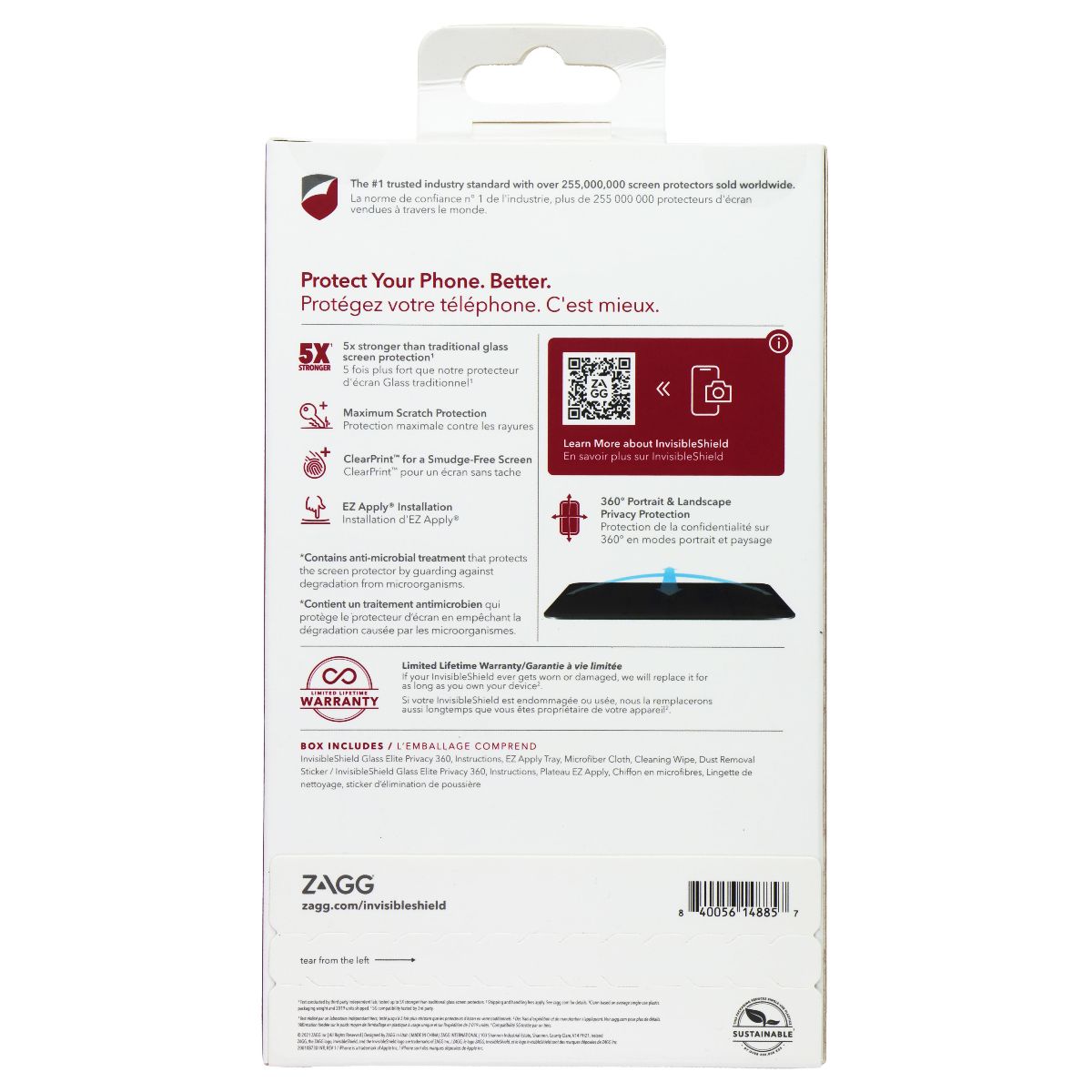 ZAGG Glass Elite Privacy 360 Glass Screen Protector for Apple iPhone 13 mini Cell Phone - Screen Protectors Zagg - Simple Cell Bulk Wholesale Pricing - USA Seller