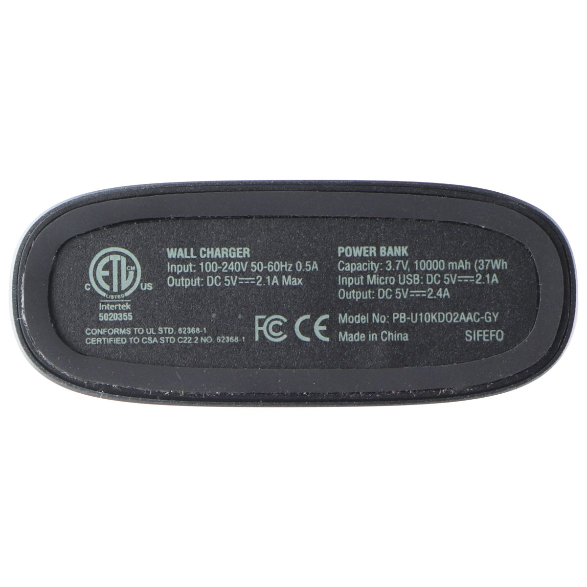 ZGear (10,000mAh) 2-in-1 Power Bank and Detachable Wall Charger - Black/Gray Cell Phone - Chargers & Cradles ZGEAR - Simple Cell Bulk Wholesale Pricing - USA Seller