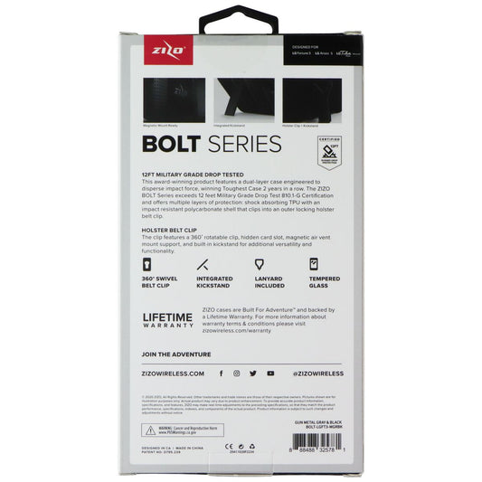 Zizo Bolt Series Case / Glass / Holster for LG Fortune 3 /LG Aristo 5 - Gray