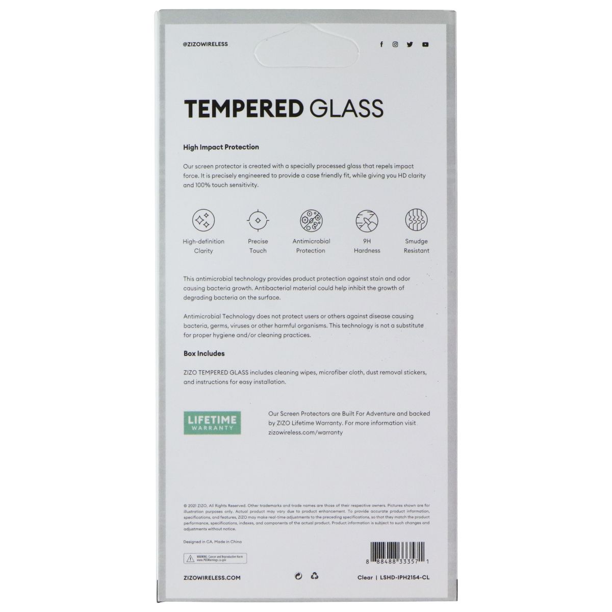 ZIZO Tempered Glass Screen Protector for Apple iPhone 13 Mini - Clear Cell Phone - Screen Protectors Zizo - Simple Cell Bulk Wholesale Pricing - USA Seller