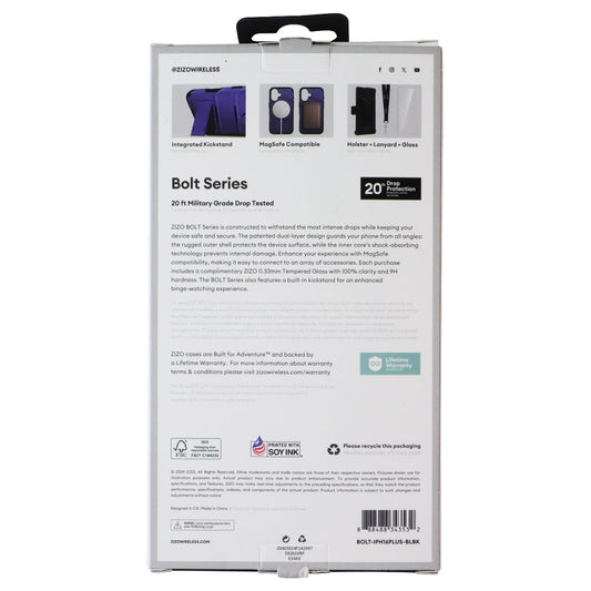 ZIZO Bolt Series Bundle (MagSafe Case/Holster/Screen) for iPhone 16 Plus - Blue Cell Phone - Cases, Covers & Skins Zizo - Simple Cell Bulk Wholesale Pricing - USA Seller