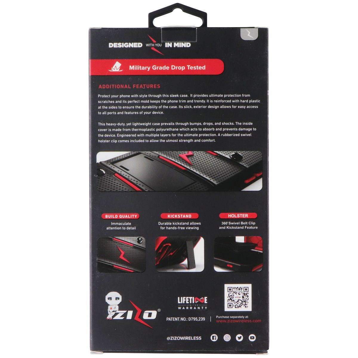 Zizo Bolt Cover Series (Case / Screen / Holster) for Apple iPhone X - Black