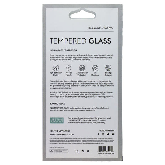 ZIZO Tempered Glass Screen Protector for LG K92 - Clear/Black Border Cell Phone - Screen Protectors Zizo - Simple Cell Bulk Wholesale Pricing - USA Seller