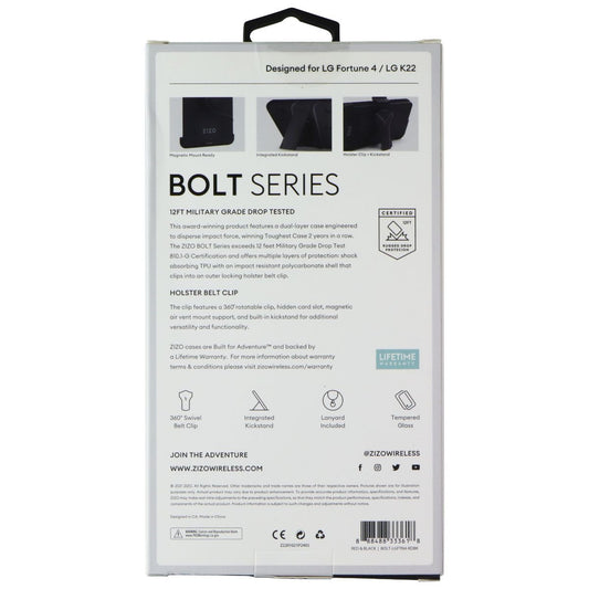 Zizo Bolt Series Case and Holster for LG Fortune 4 / LG K22 - Red/Black