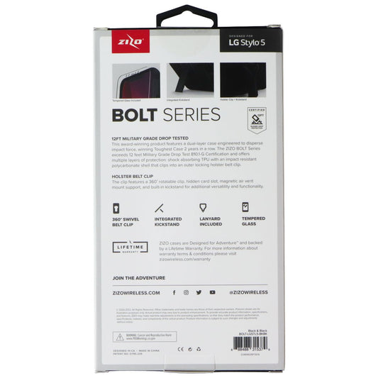 Zizo Bolt Series Case and Holster for LG Stylo 5 Smartphone - Black Cell Phone - Cases, Covers & Skins Zizo - Simple Cell Bulk Wholesale Pricing - USA Seller