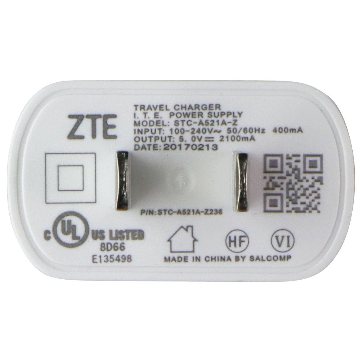 ZTE (STC-A521A-Z) Travel Charger Wall Adapter - White Cell Phone - Cables & Adapters ZTE - Simple Cell Bulk Wholesale Pricing - USA Seller