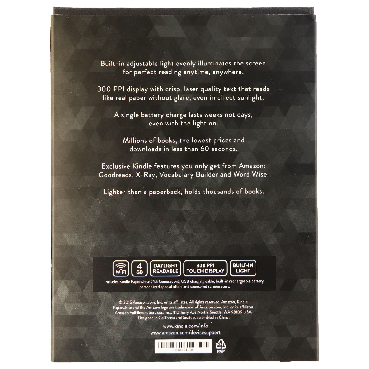 Kindle Paperwhite (7th Generation) 6-inch Wi-Fi E-reader with HD Display - Black iPads, Tablets & eBook Readers Amazon - Simple Cell Bulk Wholesale Pricing - USA Seller