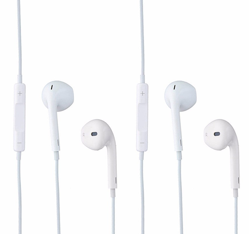 APPLE iPhone 5 6 Plus EarPods Earphones with Remote and Mic *Pack of 2* Cell Phone - Headsets Apple - Simple Cell Bulk Wholesale Pricing - USA Seller