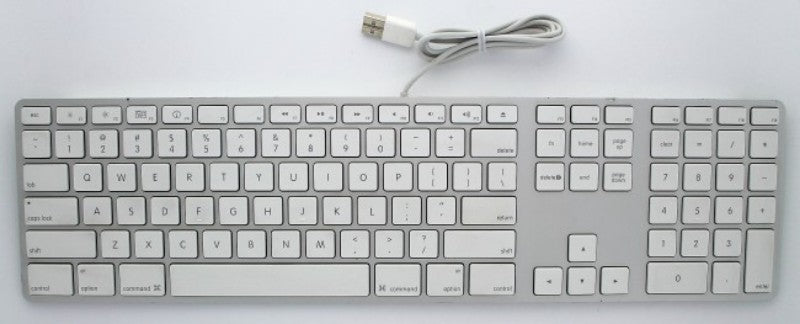 Apple Wired USB Keyboard (MB110LL/A) for Mac OS - Silver/White (A1243) Keyboards/Mice - Keyboards & Keypads Apple - Simple Cell Bulk Wholesale Pricing - USA Seller