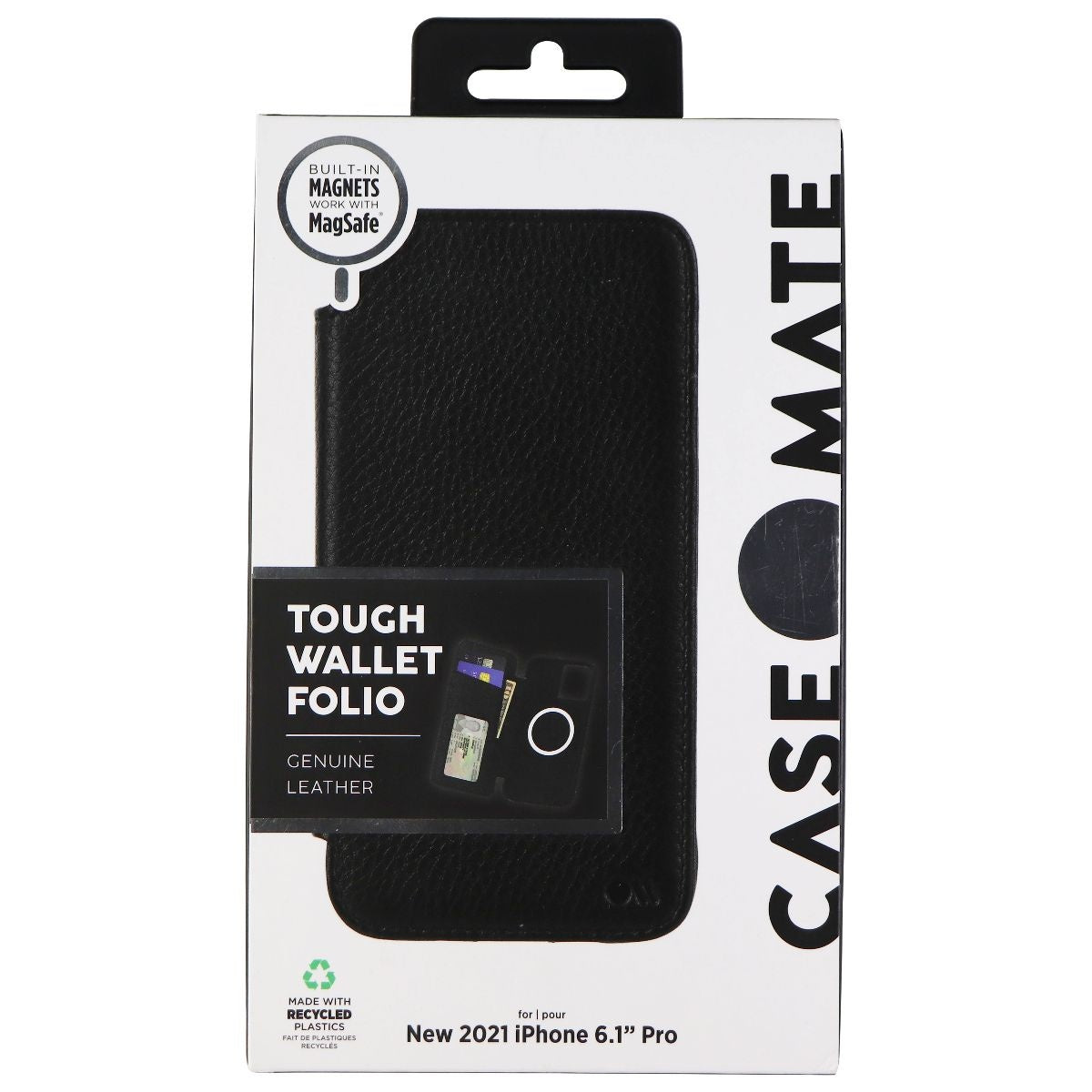 Case-Mate Leather Tough Wallet Folio for MagSafe for iPhone 13 Pro - Black Cell Phone - Cases, Covers & Skins Case-Mate - Simple Cell Bulk Wholesale Pricing - USA Seller