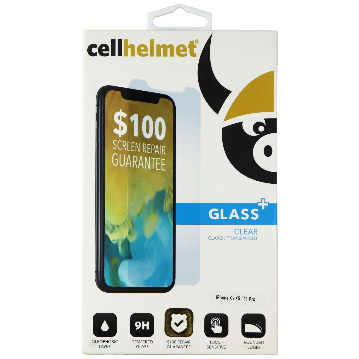 CellHelmet Glass+ Series Tempered Glass for iPhone 11 Pro / Xs / X Cell Phone - Screen Protectors CellHelmet - Simple Cell Bulk Wholesale Pricing - USA Seller