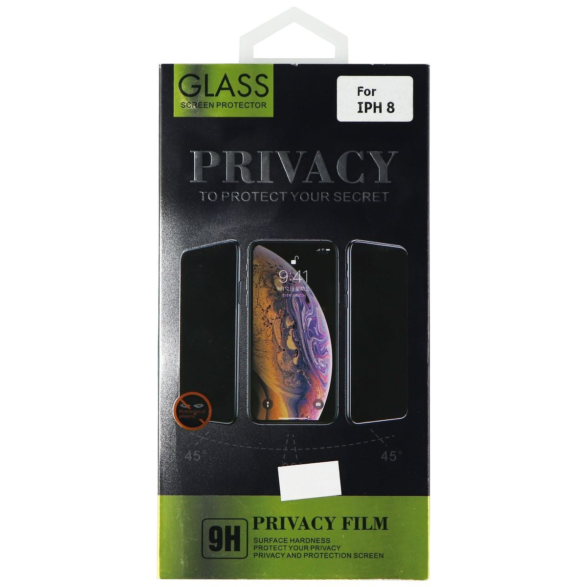 Privacy Film Glass Screen Protector for iPhone 8 - Black Cell Phone - Screen Protectors Privacy - Simple Cell Bulk Wholesale Pricing - USA Seller