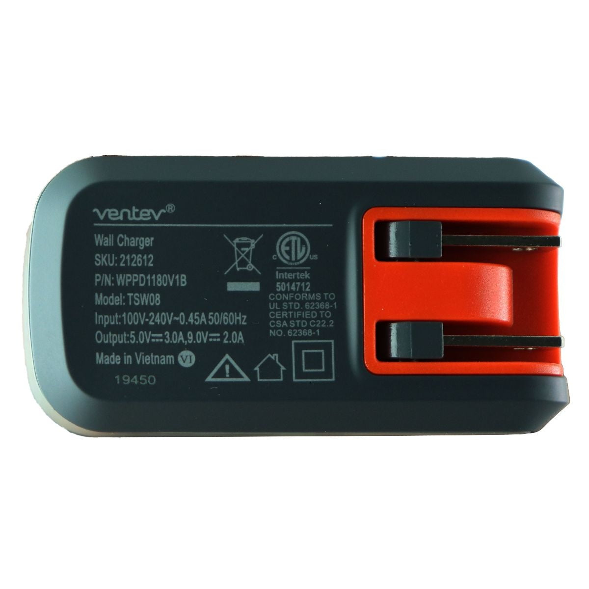 Ventev Wallport PD1180 Single 18W (USB-C) Port Wall Charger/Adapter - Gray TSW08 Cell Phone - Chargers & Cradles Ventev - Simple Cell Bulk Wholesale Pricing - USA Seller