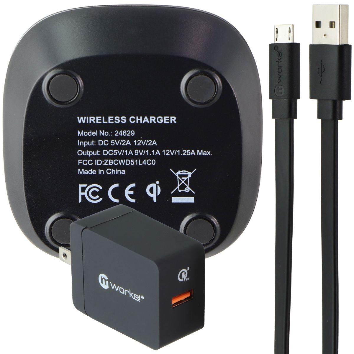 mWorks! Qi Certified Fast Wireless Charging Pad with Dual Positions - Black Cell Phone - Chargers & Cradles mWorks! - Simple Cell Bulk Wholesale Pricing - USA Seller