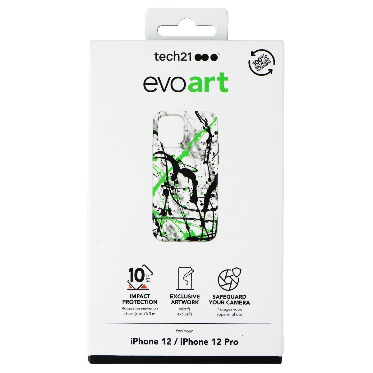 Tech21 EvoArt Case for Apple iPhone 12 and iPhone 12 Pro - White/Green Marble Cell Phone - Cases, Covers & Skins Tech21 - Simple Cell Bulk Wholesale Pricing - USA Seller