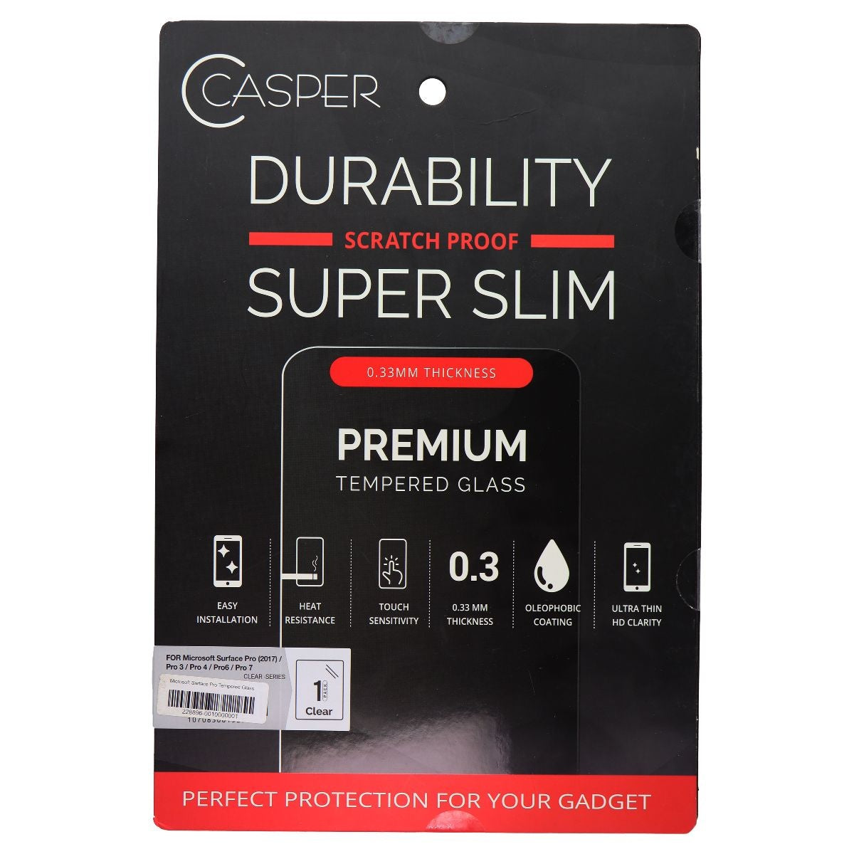 Casper Durability 0.33mm Slim Tempered Glass for Microsoft Surface Pro (2017) iPad/Tablet Accessories - Screen Protectors Casper - Simple Cell Bulk Wholesale Pricing - USA Seller