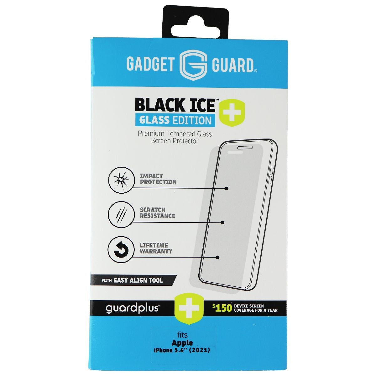 Gadget Guard Black Ice+ Glass Screen Protector for Apple iPhone 13 mini Cell Phone - Screen Protectors Gadget Guard - Simple Cell Bulk Wholesale Pricing - USA Seller