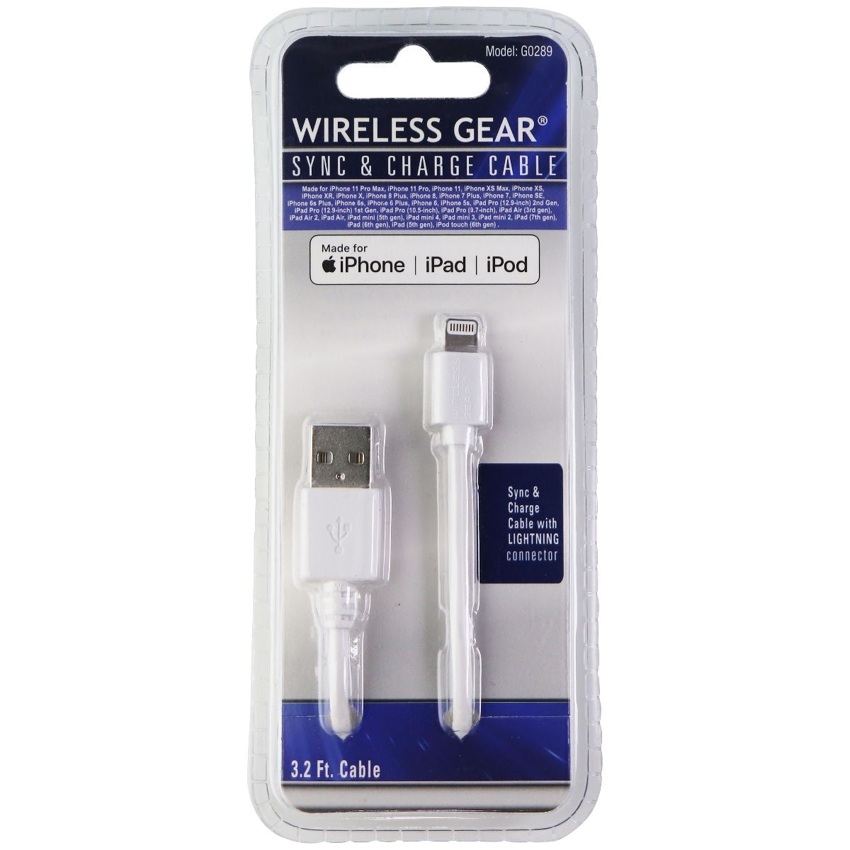 Wireless Gear (3.2-Foot) USB Charge and Sync Cable for iPhone & iPad - White Cell Phone - Cables & Adapters Wireless Gear - Simple Cell Bulk Wholesale Pricing - USA Seller