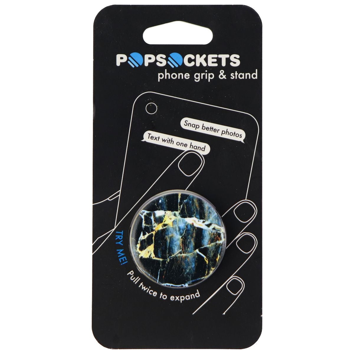 PopSockets: Collapsible Grip & Stand for Phones & Tablets - Amber Black Marble Cell Phone - Mounts & Holders PopSockets - Simple Cell Bulk Wholesale Pricing - USA Seller