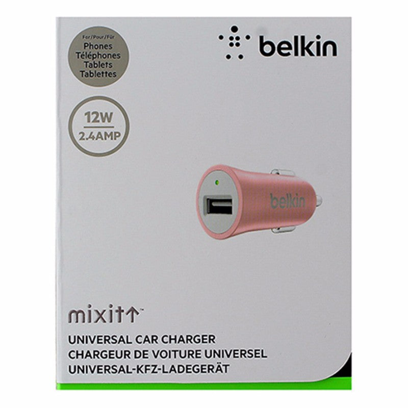 Belkin Mixit 12W 2.4A Single Port Car Charging Adapter - Rose Gold / White Cell Phone - Chargers & Cradles Belkin - Simple Cell Bulk Wholesale Pricing - USA Seller