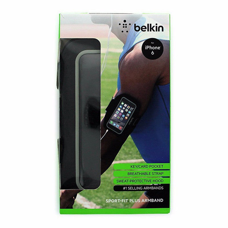 Belkin Sport-Fit Plus Armband for Apple iPhone 6 6S 4.7" Black and Gray Cell Phone - Armbands Belkin - Simple Cell Bulk Wholesale Pricing - USA Seller