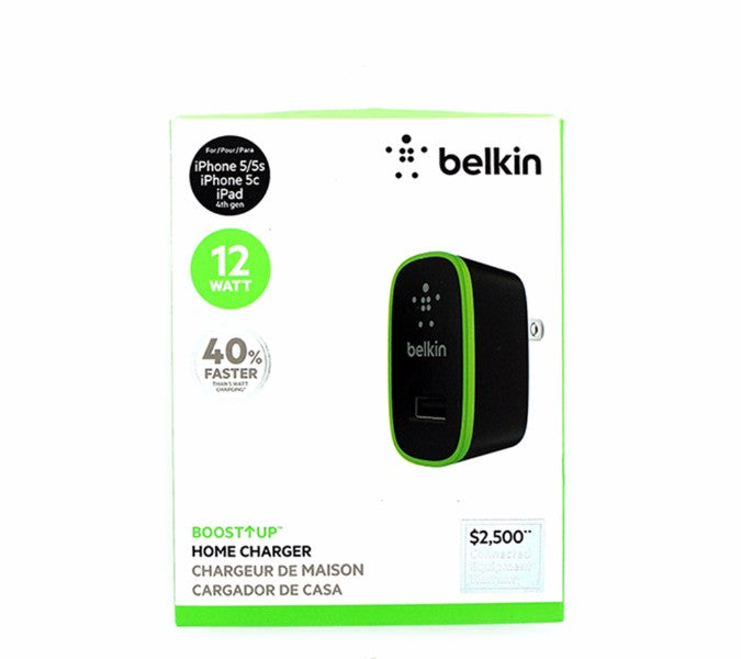 Belkin 12 Watt Boost Up Home Charger Adapter Black Cell Phone - Chargers & Cradles Belkin - Simple Cell Bulk Wholesale Pricing - USA Seller