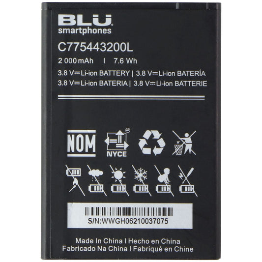 BLU (C775443200L) Lithium-Ion Battery (3.8V/7.6Wh/2000mAh) - Black Computer Parts - Power Supplies BLU - Simple Cell Bulk Wholesale Pricing - USA Seller