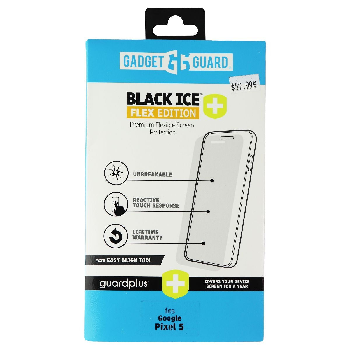 Gadget Guard (Black Ice+) Flex Edition Protector for Google Pixel 5 Cell Phone - Screen Protectors Gadget Guard - Simple Cell Bulk Wholesale Pricing - USA Seller