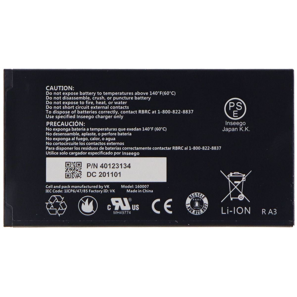 Inseego 3.85V Rechargeable 3500/3600mAh Li-ion Battery - Black 40123134 / 160007 Cell Phone - Batteries inseego - Simple Cell Bulk Wholesale Pricing - USA Seller