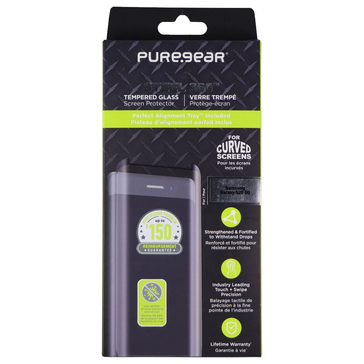 PureGear Steel 360 Tempered Glass Screen Protector for Samsung Galaxy S20 5G Cell Phone - Screen Protectors PureGear - Simple Cell Bulk Wholesale Pricing - USA Seller