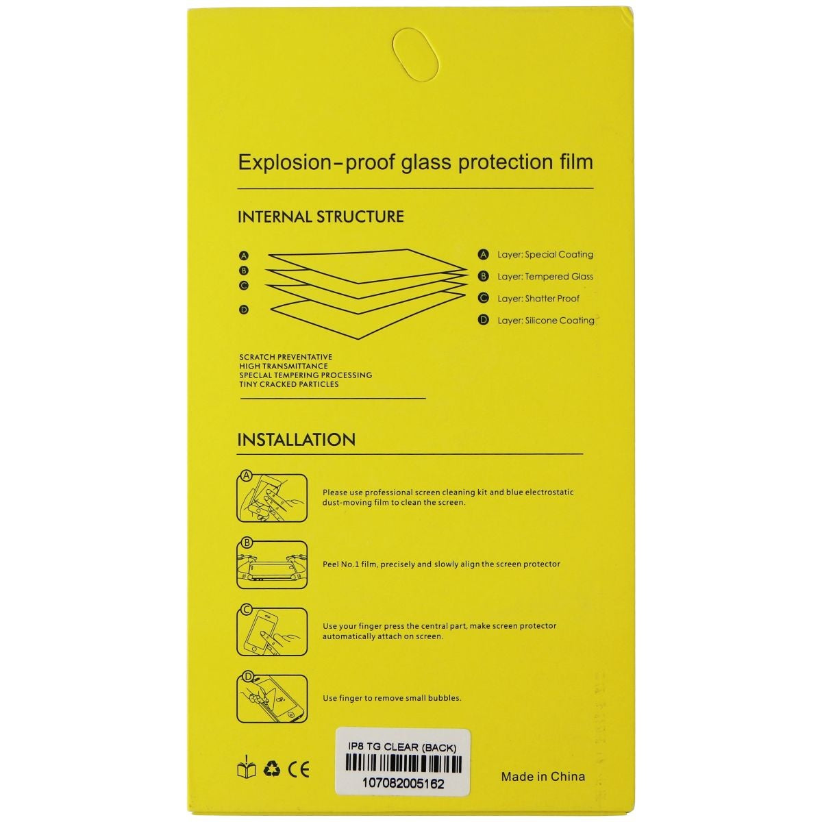 Tempered (Back Glass) Protector (PRO+) for Apple iPhone 8 (Back Glass Only) Cell Phone - Screen Protectors Unbranded - Simple Cell Bulk Wholesale Pricing - USA Seller