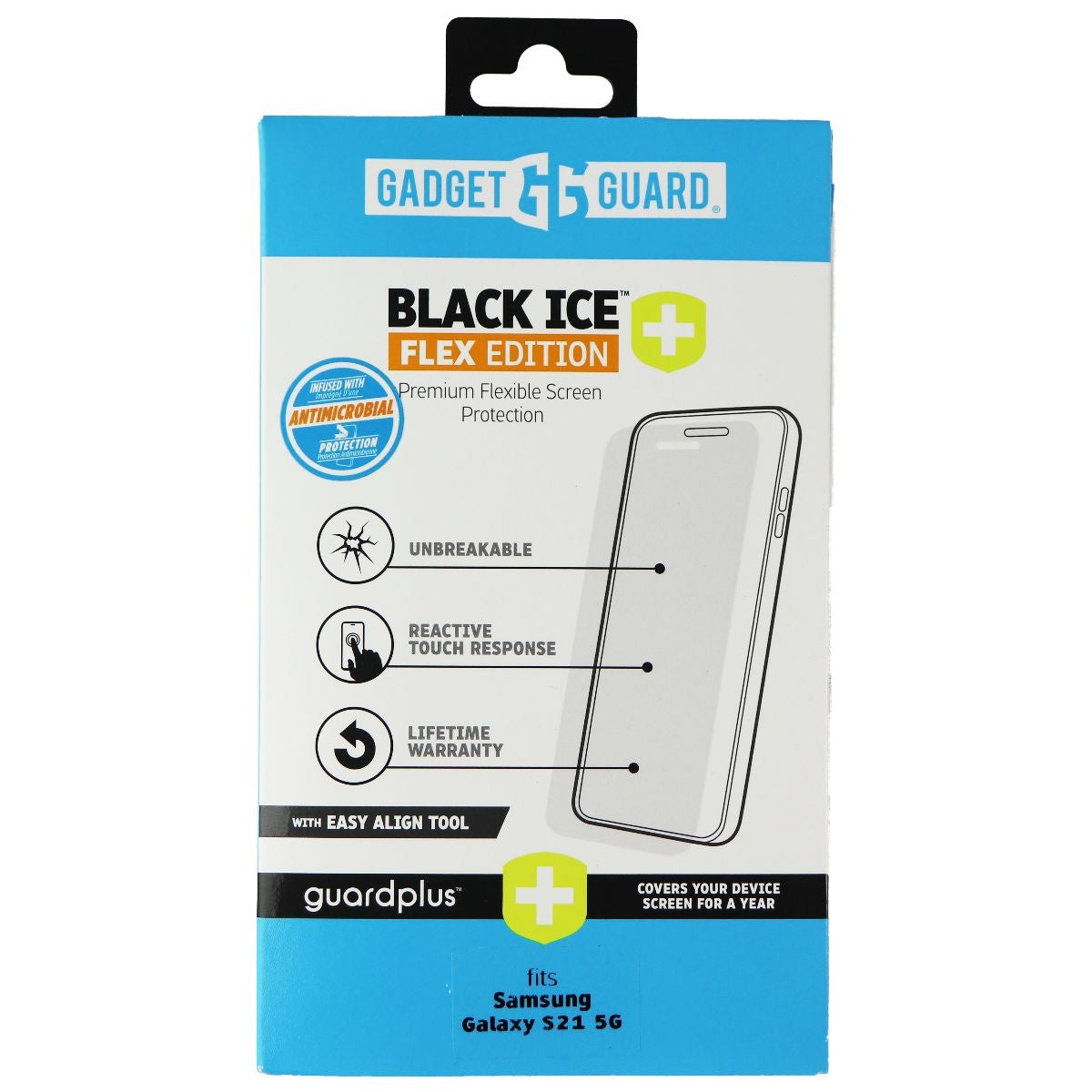 Gadget Guard (Black Ice+) Flex Edition Protector for Samsung Galaxy S21 5G Cell Phone - Screen Protectors Gadget Guard - Simple Cell Bulk Wholesale Pricing - USA Seller