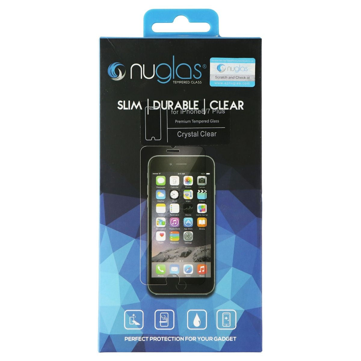 NuGlas Tempered Glass Screen Protector for iPhone (8+/7+) - Crystal Clear Cell Phone - Screen Protectors Nuglas - Simple Cell Bulk Wholesale Pricing - USA Seller