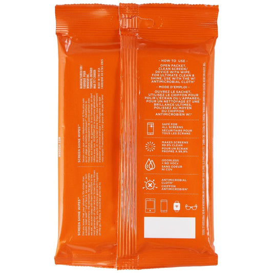 Whoosh! Screen Shine Wipes for Smartphones and Electronics (20 Pack) + Cloth