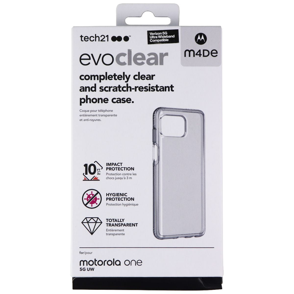 Tech21 Evo Clear Series Hard Case for Motorola One 5G UW - Clear Cell Phone - Cases, Covers & Skins Tech21 - Simple Cell Bulk Wholesale Pricing - USA Seller