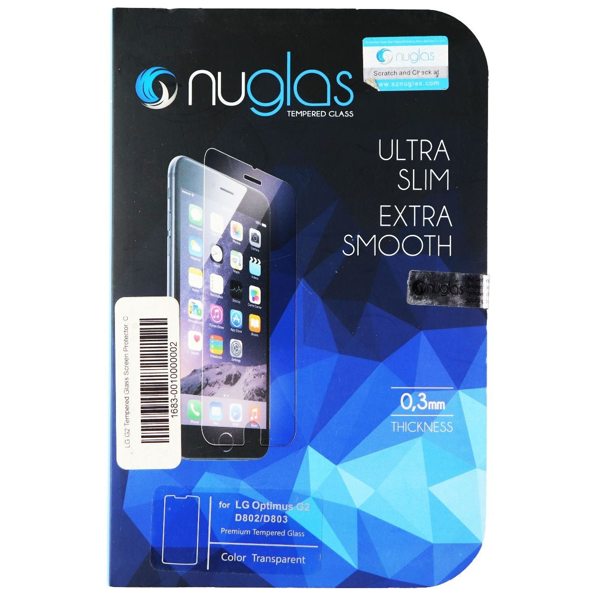 NuGlas Tempered Glass Screen Protector for LG Optimus G2 D802/D803 - Clear Cell Phone - Screen Protectors Nuglas - Simple Cell Bulk Wholesale Pricing - USA Seller