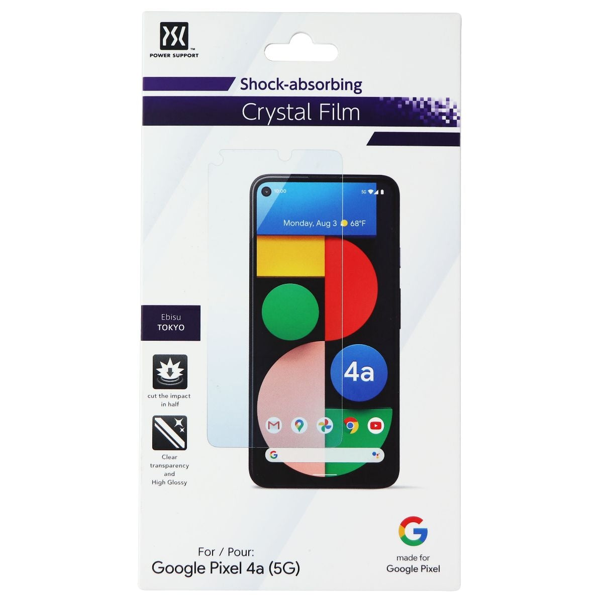 Power Support Crystal Film Screen Protector for Google Pixel 4a (5G) - Clear Cell Phone - Screen Protectors Power Support - Simple Cell Bulk Wholesale Pricing - USA Seller