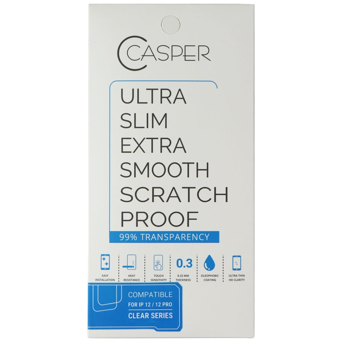 Casper Clear Series Ultra Slim Screen Protector for iPhone 12/12 Pro - Clear Cell Phone - Screen Protectors Casper - Simple Cell Bulk Wholesale Pricing - USA Seller