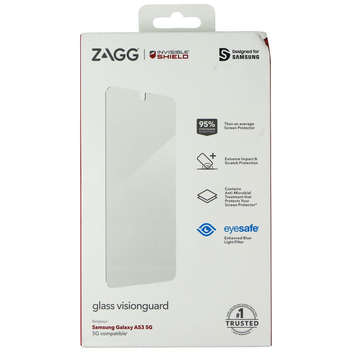 ZAGG InvisibleShield Glass Visionguard Screen for Samsung Galaxy A53 5G - Clear Cell Phone - Screen Protectors Zagg - Simple Cell Bulk Wholesale Pricing - USA Seller