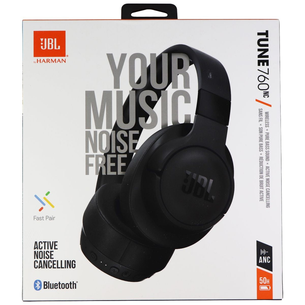 JBL Tune 760NC Over-Ear Wireless Active Noise Cancellation Headphones - Black Portable Audio - Headphones JBL - Simple Cell Bulk Wholesale Pricing - USA Seller