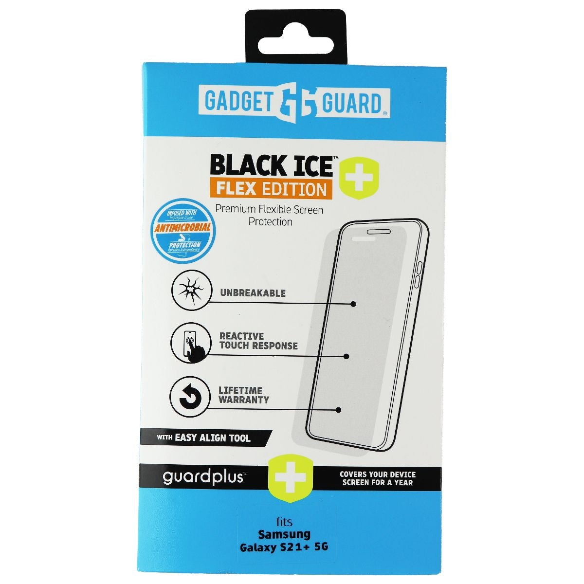 Gadget Guard (Black Ice+) Flex Edition Protector for Samsung Galaxy (S21+) 5G Cell Phone - Screen Protectors Gadget Guard - Simple Cell Bulk Wholesale Pricing - USA Seller