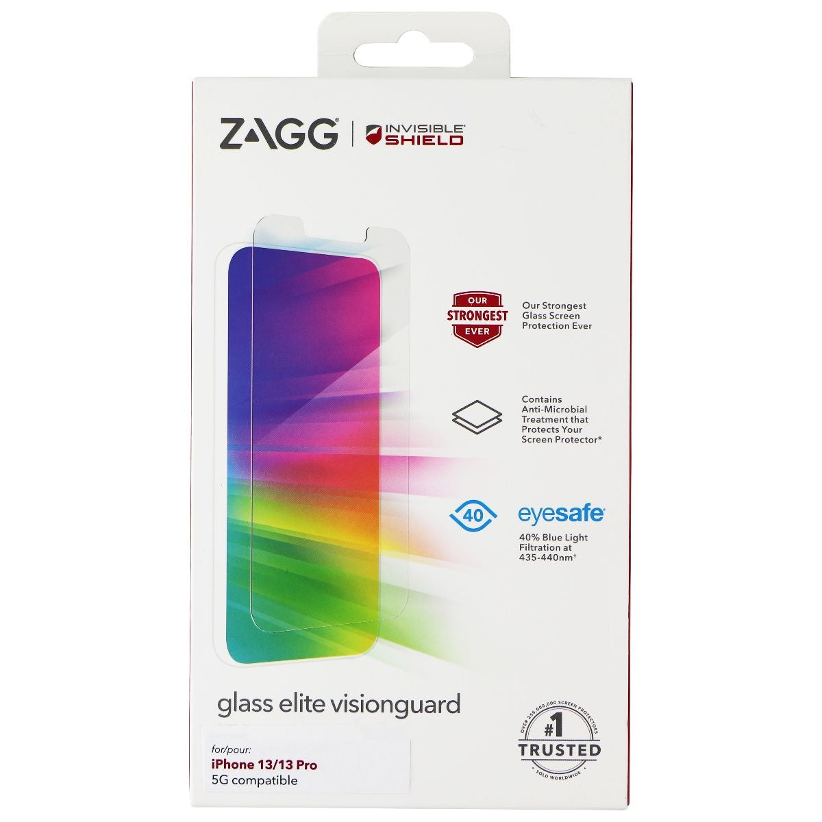 ZAGG InvisibleShield Glass Elite Visionguard Screen for iPhone 13/13 Pro - Clear Cell Phone - Screen Protectors Zagg - Simple Cell Bulk Wholesale Pricing - USA Seller