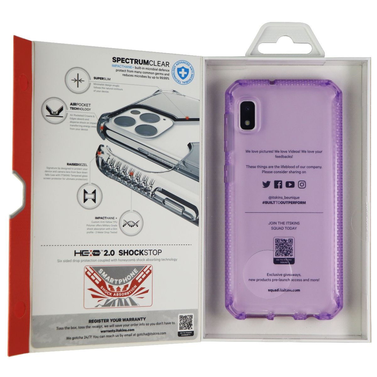 ITSKINS Spectrum Clear Drop Protection Case for Galaxy A10e - Light Purple Cell Phone - Cases, Covers & Skins ITSKINS - Simple Cell Bulk Wholesale Pricing - USA Seller