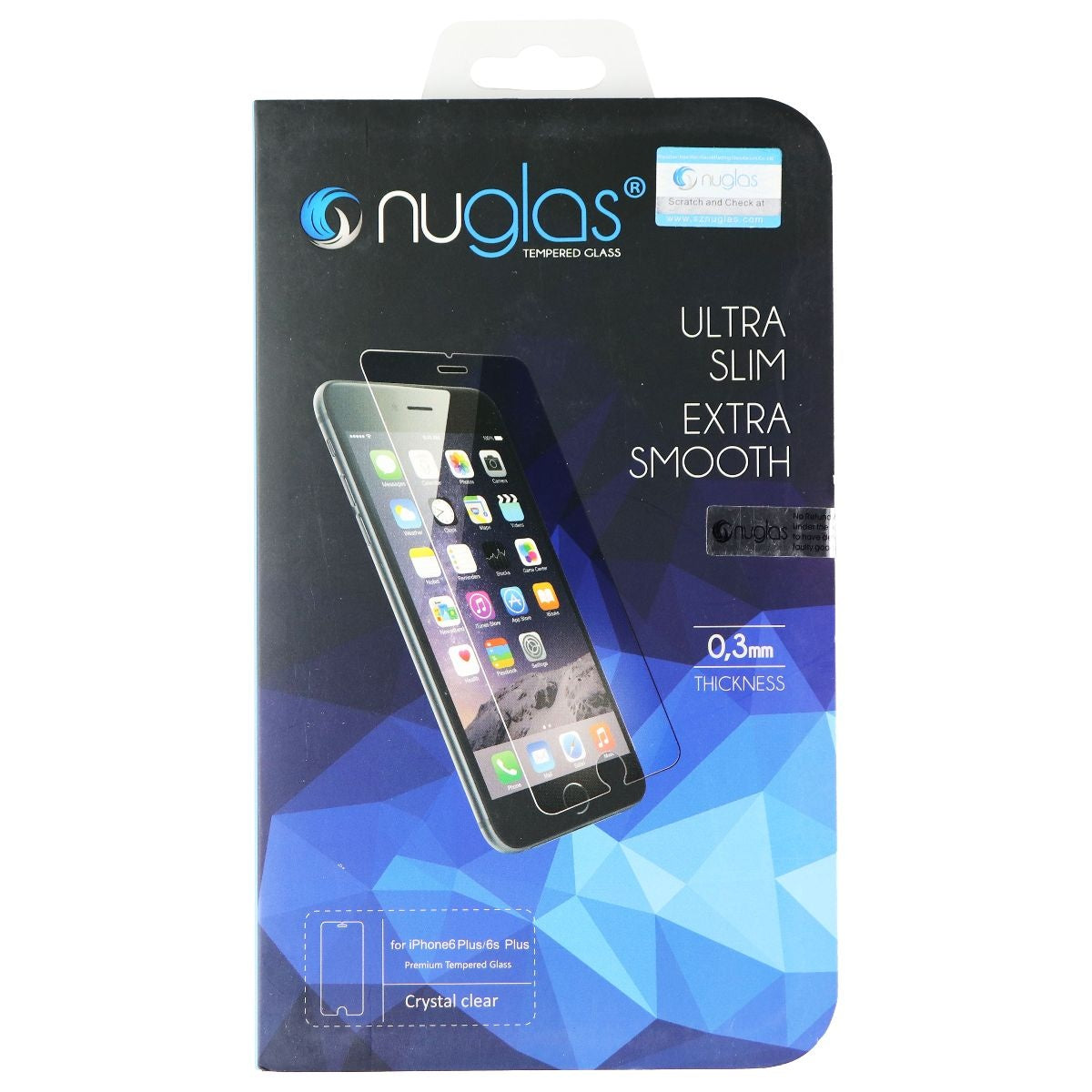 NuGlas Tempered Glass Screen Protector for Apple iPhone 6 Plus/6s Plus Cell Phone - Screen Protectors Nuglas - Simple Cell Bulk Wholesale Pricing - USA Seller