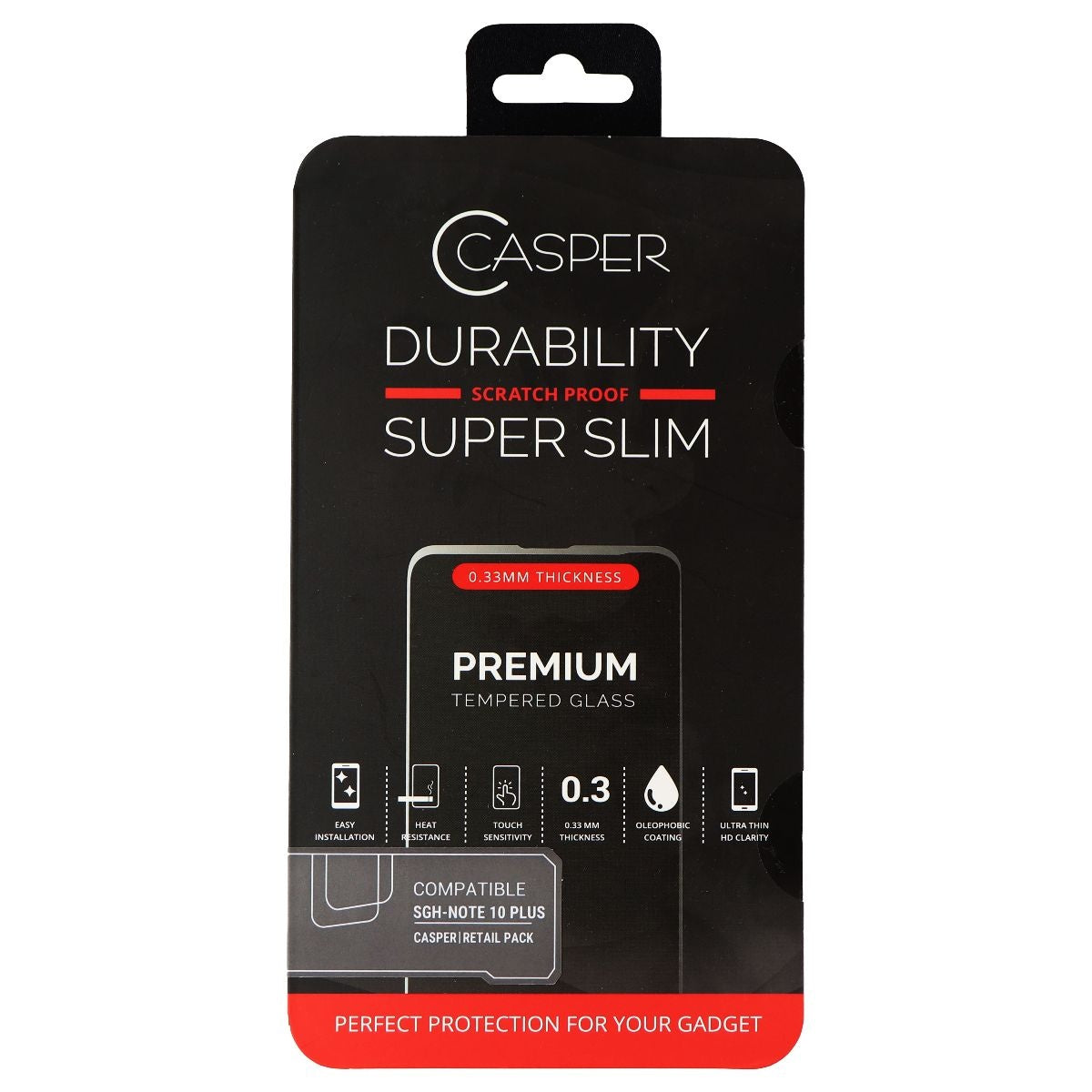 Casper Premium 0.33mm Tempered Glass Screen Protector for Galaxy (Note10+) Cell Phone - Screen Protectors Casper - Simple Cell Bulk Wholesale Pricing - USA Seller