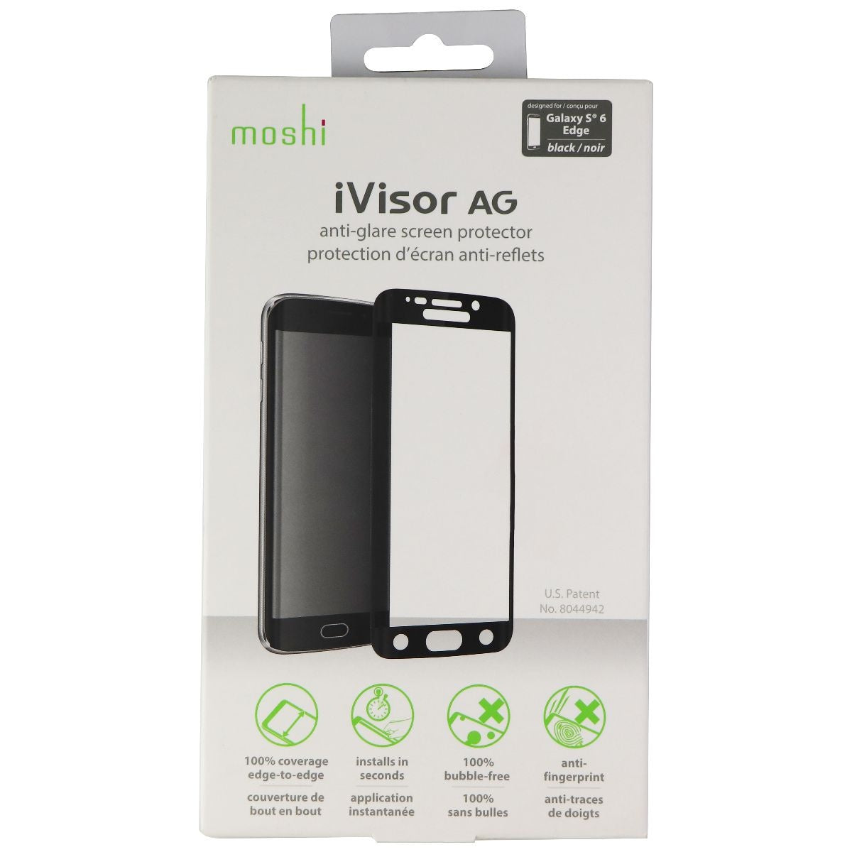 Moshi iVisor AG Anti-Glare Screen Protector for Galaxy S6 Edge - Clear/Black Cell Phone - Screen Protectors Moshi - Simple Cell Bulk Wholesale Pricing - USA Seller